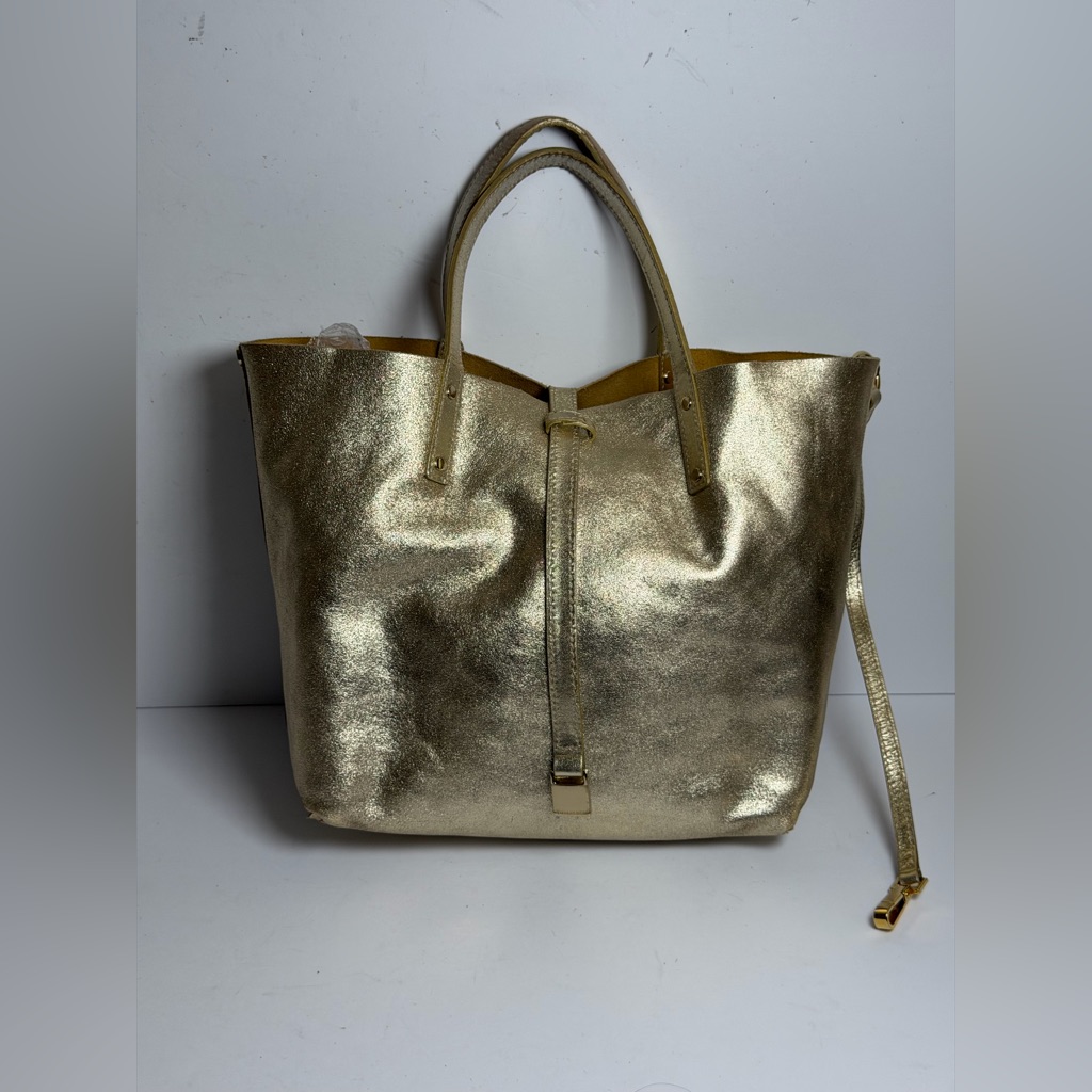 Tiffany & Co. Reversible Tote Bag Metallic Gold Leather/Mustard Suede